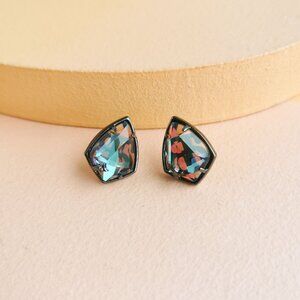 Alicia Bonnie - Miley Light Gray Dichroic Glass Gunmetal Black Drop Earrings - N